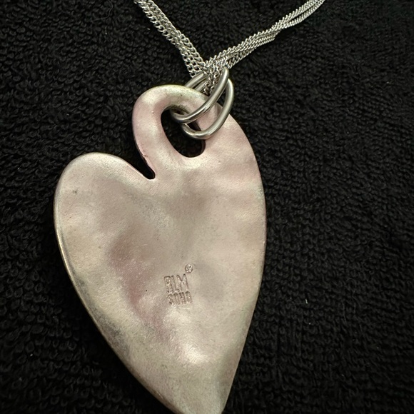 ROBERT LEE MORRIS SOHO Pink Metal Heart Pendant and Necklace - Picture 4 of 8